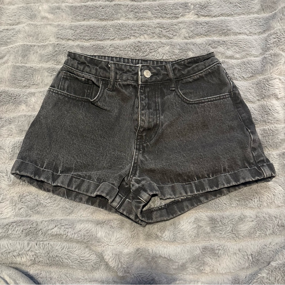 High-Waist Black Denim Women's Shorts